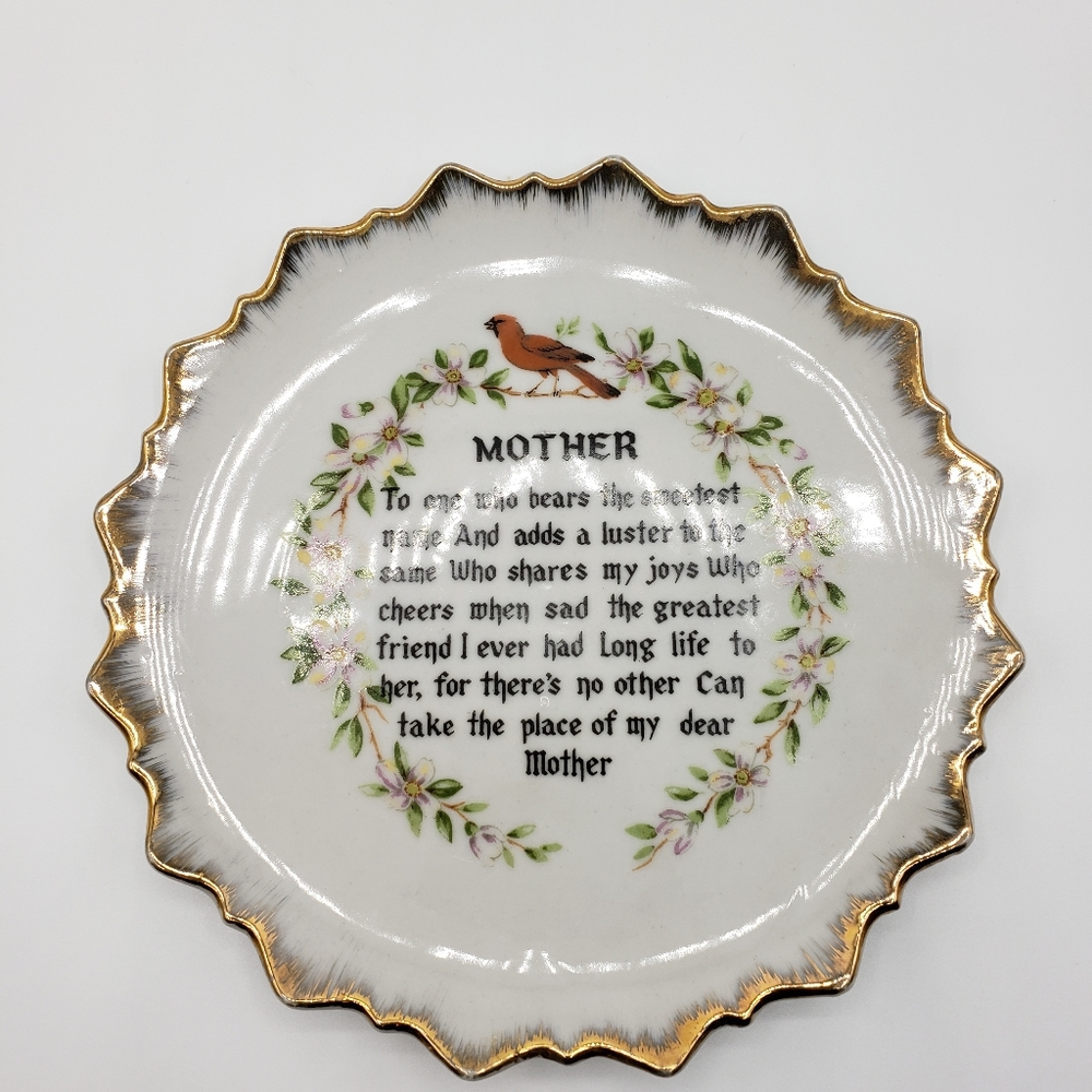 Mother Tribute Plate With Gold Rim